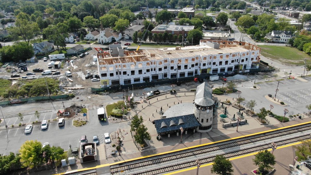 Drone services Illinois aerial photo progress photo Tinley Park Lockport Mokena Naperville construction architecture Will County DuPage County